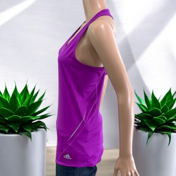 adidas Sequencials Dark Pink Fitted Tank with Side Zip Pocket - Picture 6 of 16